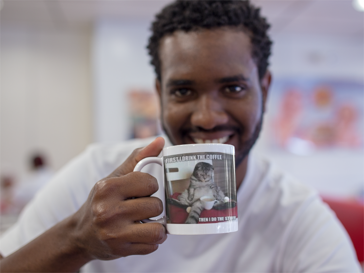 FIRST DRINK THE COFFEE MUG